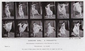Ihmishahmo liikkeessä: Tanssiva tyttö, piruetti (m/w kuva) tekijältä Eadweard Muybridge
