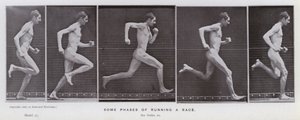 Ihmishahmo liikkeessä: Jotkut juoksun vaiheet (m/w kuva) tekijältä Eadweard Muybridge