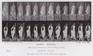 Ihmishahmo liikkeessä: nainen, juoksu (m/w kuva) tekijältä Eadweard Muybridge
