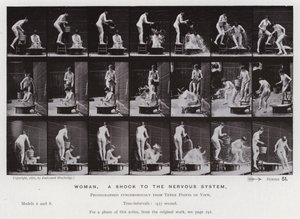 Ihmishahmo liikkeessä: Nainen, shokki hermostolle (m/w kuva) tekijältä Eadweard Muybridge