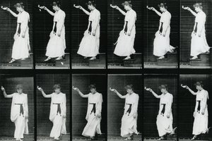 Nainen. Portaita laskeutumassa, 1887, kuvitus Eadweard Muybridgen teoksesta "The Human Figure in Motion", painos julkaistu 1904. tekijältä Eadweard Muybridge