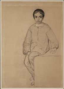 Istuva poika tekijältä Eastman Johnson