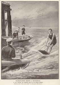 Vesiliirto moottoriveneen takana (litho) tekijältä Edgar Alfred (after) Holloway