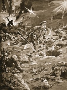 Luutnantti Geary kiirehtii raskaan tulipalon alla mäen 60 oikealla puolella olevaan kaivatoon saadakseen yhteyden upseeriin