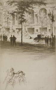 Kaupungin aukio, Sidonie-Gabrielle Coletten (1873-1954) kuvitus "Mitsou"-teokselle, julkaistu 1930 (etsaus ja kuivakärki) tekijältä Edgar Chahine
