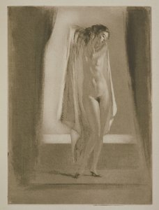 Nainen nousemassa kylvystä, Sidonie-Gabrielle Colette (1873-1954) kuvitus "Mitsou"-kirjaan, julkaistu 1930 (etsaus ja kuivakärki)