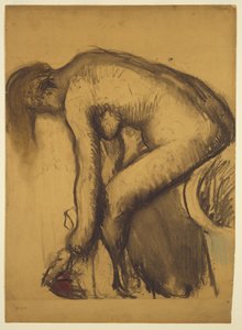 Kylvyn jälkeen (nainen kuivaa jalkojaan) tekijältä Edgar Degas