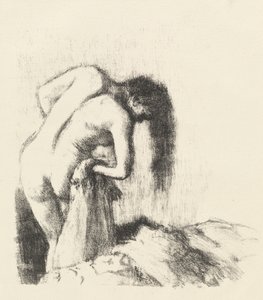 Kylvyn jälkeen Poistuminen kylvystä Pieni lautanen, n. 1891. tekijältä Edgar Degas