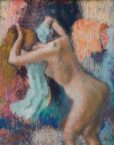 Kylvyn jälkeen nainen kuivaamassa itseään; Apres le bain, femme s"essuyant, n. 1890-1895 tekijältä Edgar Degas
