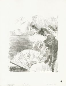 Teatterissa - Nainen tuulettimen kanssa, n. 1878-80 tekijältä Edgar Degas