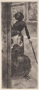 Louvressa: maalaus (Mary Cassatt) (etsaus ja akvatinta) tekijältä Edgar Degas