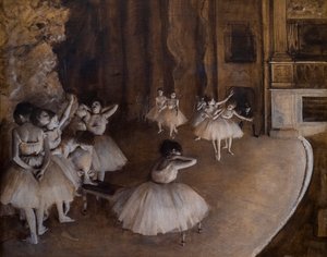 Balettitoisto lavalla. 1874. Öljy kankaalle. tekijältä Edgar Degas