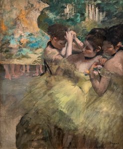 Kulissien takana (tunnetaan myös nimellä "keltaiset tanssijat"). 1874-1876. Öljy kankaalle. tekijältä Edgar Degas
