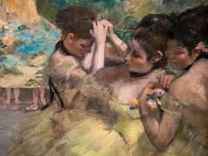 Kulissien takana (yksityiskohta) (tunnetaan myös nimellä "keltaiset tanssijat"). 1874-1876. Öljy kankaalle. tekijältä Edgar Degas