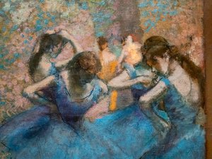 Siniset tanssijat (yksityiskohta). Noin 1893-96. Öljy kankaalle. tekijältä Edgar Degas