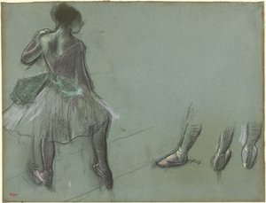 Ballarina vista des del darrere i tres estudis de peus, c. 1878. finlandès tekijältä Edgar Degas