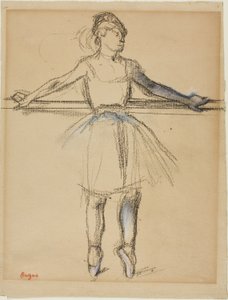 Tanssija baarissa (on Point), n. 1885 (hiili pastellilla ja estompella ruskean ruskean paperin päällä) tekijältä Edgar Degas