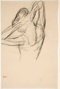 Tanssija, puolivartalo, kädet ristissä pään takana, noin 1890 (lyijykynä paperille). tekijältä Edgar Degas
