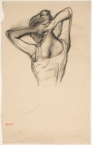 Tanssija, puolivartalo, kädet ristissä pään takana, noin 1890 (lyijykynä paperille). tekijältä Edgar Degas