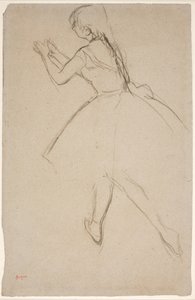 Tanssii kävelyasennossa kädet ojennettuina tekijältä Edgar Degas