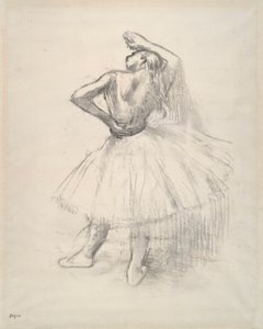 Tanssija seisomassa, oikea käsi ylhäällä? (Seisova tanssija, oikea käsi koholla) tekijältä Edgar Degas