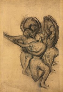 Ryhmä tanssijoita, n. 1895-1900 (hiili yhdistetylle paperille asetettuna aluksella) tekijältä Edgar Degas