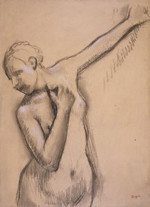 Half Length Nude Girl, n. 1895 (hiili korostettu valkoisella kuultopaperilla)