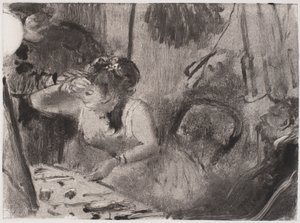 Intimiteetti, c. 1877-80 (monotyyppi musta) tekijältä Edgar Degas
