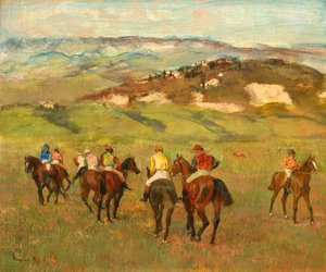 Jockeys on Horseback ennen Distant Hills, 1884 tekijältä Edgar Degas