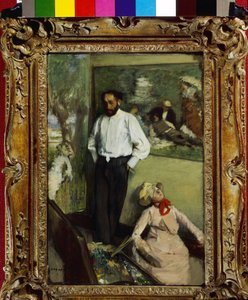 Mies ja Pantin tai Henri Michel Levyn muotokuva ateljeessaan 1879. Edgar Degasin (1834-1917) maalaus. Musee Calouste Gulbenkian, Lissabon, Portugali. tekijältä Edgar Degas