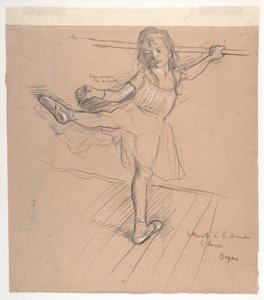 Pikkutyttö harjoittelee baarissa tekijältä Edgar Degas