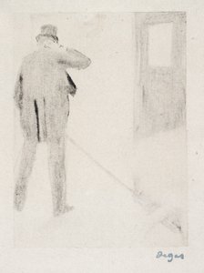 Ludovic Halévy kulissien takana, n. 1880-83 (monotypia) tekijältä Edgar Degas