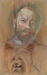 Ludovic Lepic pitelee koiraansa, 1889 tekijältä Edgar Degas