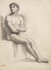 Mies istuva, alastontutkimus, 1858