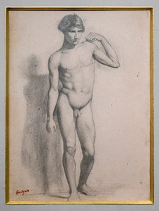 Mies seisomassa. Noin 1856-1858. Grafiittia paperille. tekijältä Edgar Degas
