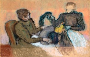 Milliner sisustamassa hattua, 1898 tekijältä Edgar Degas