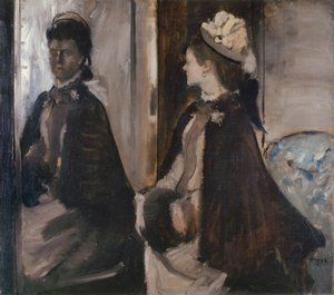 Rouva Jeantaud peilissä, n. 1875 tekijältä Edgar Degas