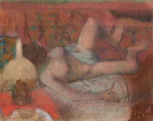 Makaava alaston nainen, n.1888-90 (pastelli ja monotypia paperille). tekijältä Edgar Degas