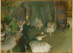 Baletin toisto näyttämöllä (öljy kartongille) tekijältä Edgar Degas