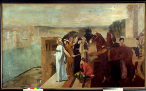 Semiramis-rakennus Babylon Semiramis (Semiramide), legendaarinen Assyrian ja Babylonian kuningatar, pohtii Eufratin rannalla kaupunkia, josta tulee yksi maailman seitsemästä ihmeestä. Edgar Degasin (1834-1917) maalaus 1861 su. 1,51x2,58 tekijältä Edgar Degas
