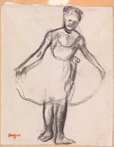 Seisova tanssija pitelee tutuhametta tekijältä Edgar Degas