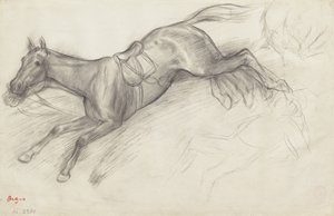 Tutkimus elokuvalle "Scene from the Steeplechase: The Fallen Jockey", 1866 tekijältä Edgar Degas