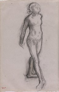 Tutkimus alastontanssijasta, n. 1878-1879 (hiili ja musta tussi paperilla) tekijältä Edgar Degas