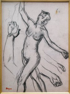 Tutkimus naisesta. 1878, puuhiili paperille. tekijältä Edgar Degas