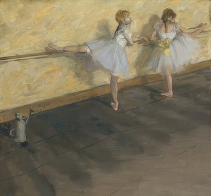 Tanssijat harjoittelevat tangossa. 1877 tekijältä Edgar Degas