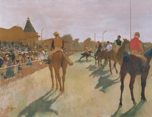 Paraati eli kilpahevoset katsomoiden edessä, n. 1866-68 (öljy paperille) tekijältä Edgar Degas