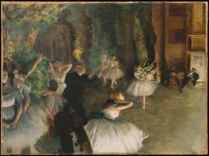 Balettiharjoitus näyttämöllä tekijältä Edgar Degas
