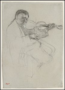 Viulisti, Study for "The Rehearsal", n.1879 tekijältä Edgar Degas