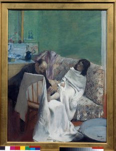 Pedikyyri Lääkäri tutkii nuoren naisen jalat. Edgar Degasin (1834-1917) maalaus. 1873. Koko 0,61 x 0,46 m. Pariisi, Musee d
