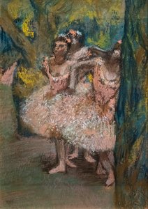 Kolme tanssijaa lohihameissa. 1904-1906. Pastelli maroufle-paperilla pahville. tekijältä Edgar Degas